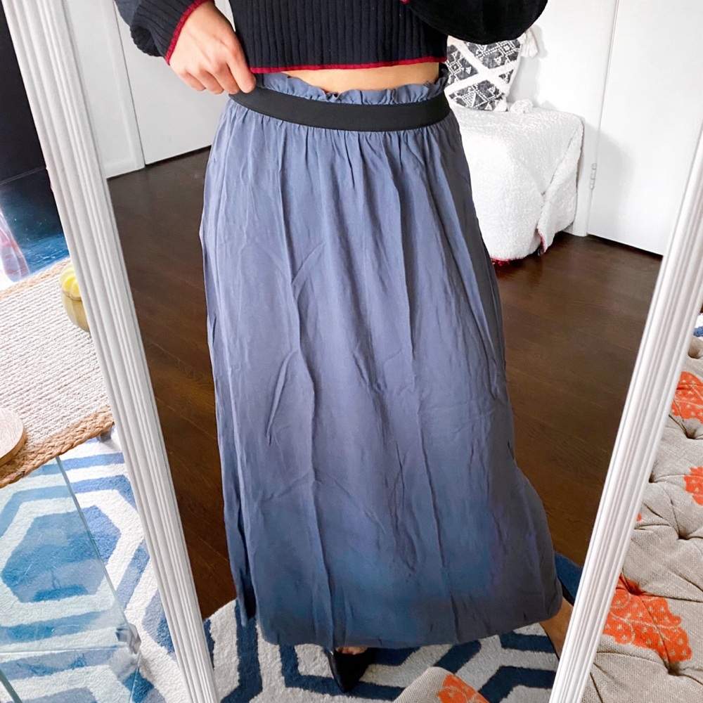 🍂 VERO MODA GREY BLUE BLACK RUFFLE WAIST MAXI SKIRT!